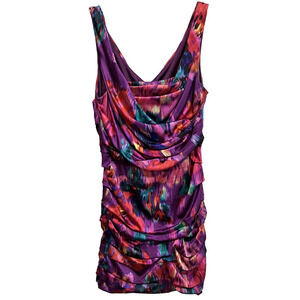 Express Design Studio Floral Silk Blend Cocktail Mini Dress Size 8 Rushed Y2K